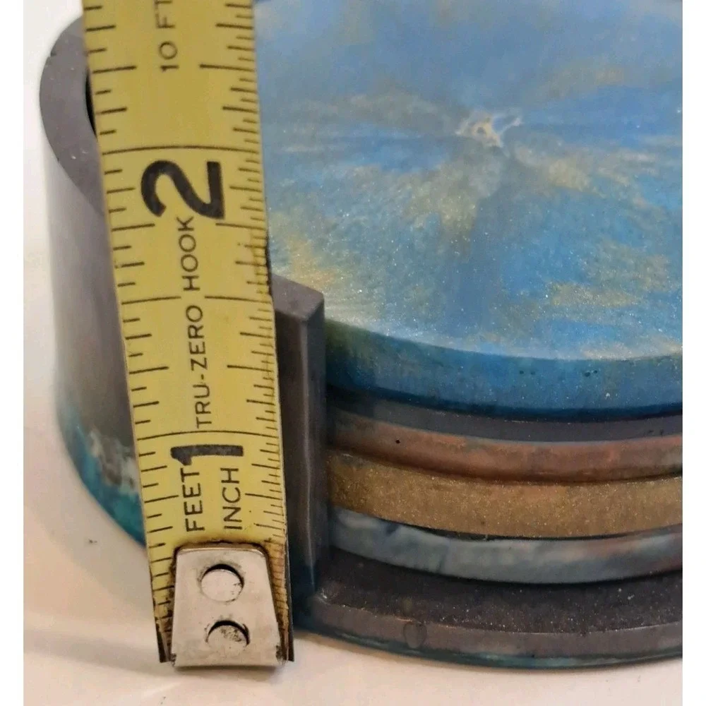 Handmade Epoxy Resin Coasters Set Of 4 With Holder Artsy Gift Decor